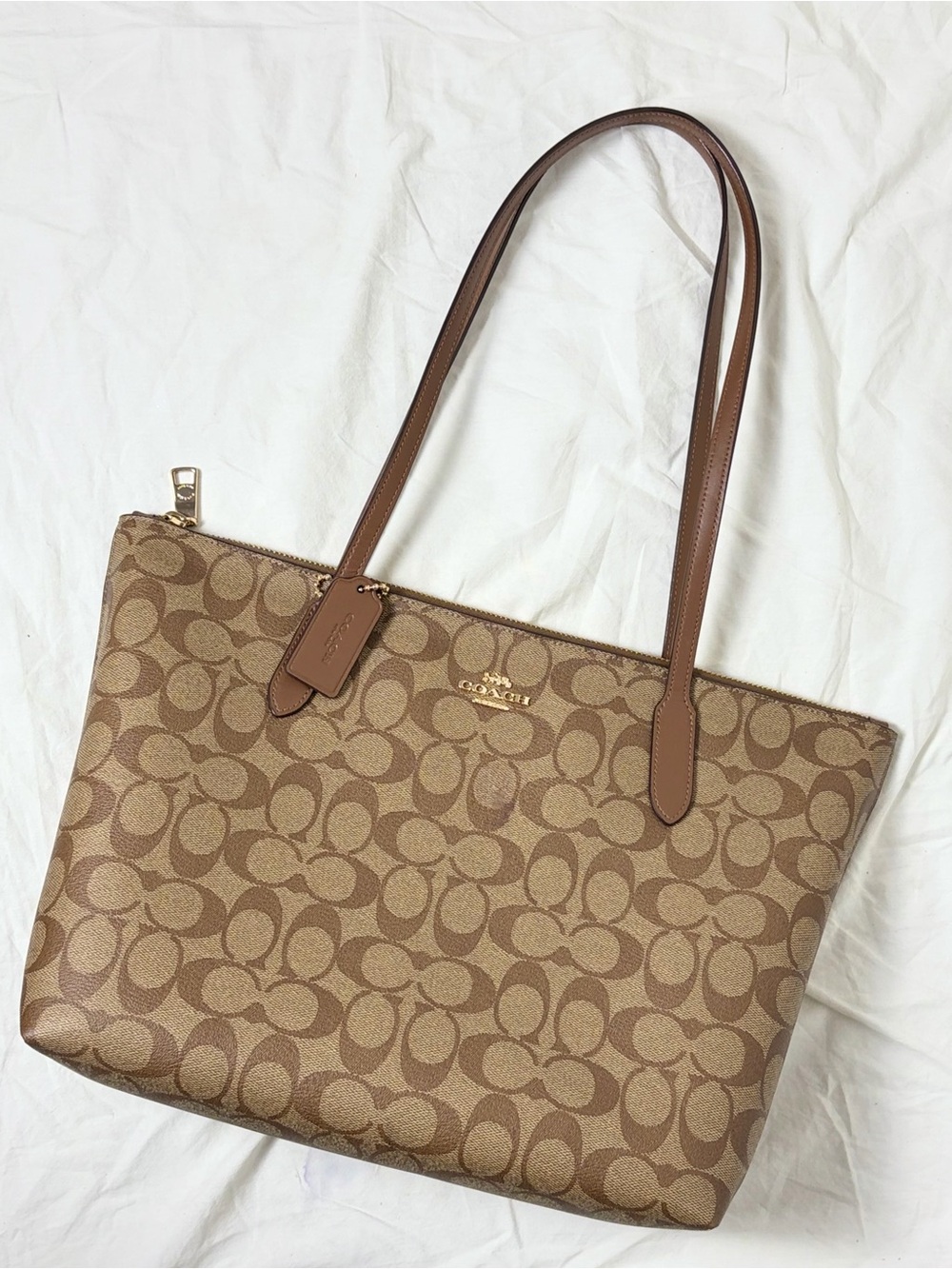 Coach Zip Top Tote #4455 | Signature Canvas Tote | Like New